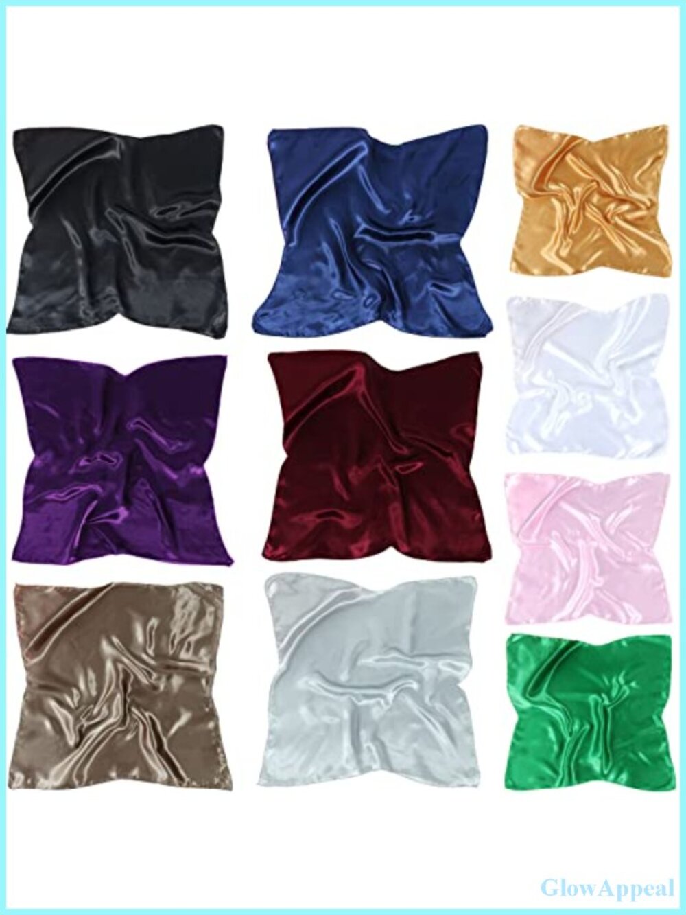 10 Pack Square Satin Silk Scarf Set for Women Head Hair Neck